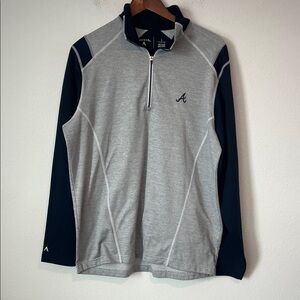 MLB ATLANTA BRAVES Gray Quarter Zip Long Sleeve Sweatshirt
